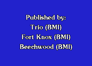 Published byz
Trio (BMI)

Fort Knox (BMI)
Beechwood (BMI)