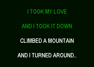 CLIMBED A MOUNTAIN

AND I TURNED AROUND.