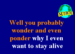 Well you probably
wonder and even
ponder why I even
want to stay alive