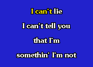 I can't lie

I can't tell you

that I'm

somethin' I'm not