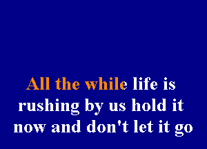 All the while life is
rushing by us hold it
now and don't let it go