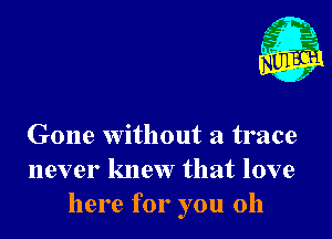 Nu

A
.1.
n?

. ,2

Gone without a trace
never knew that love
here for you oh