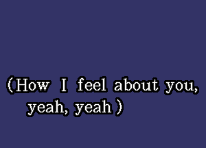 (How I feel about you,
yeah, yeah )