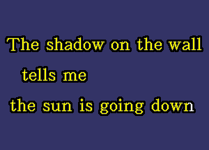 The shadow on the wall

tells me

the sun is going down