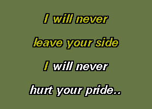I will never
leave your side

I will never

hurt your pn'de..