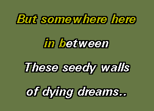 But some where here
in between

These seedy walls

of dying dreams