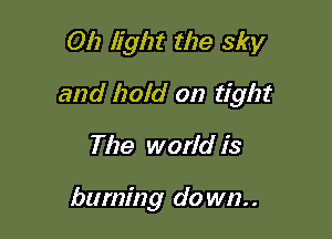 Oh light the sky

and hold on tight

The world is

burning do wn. .