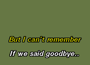 But I can 't remember

If we said goodbye..