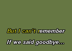 But I can 't remember

If we said goodbye...