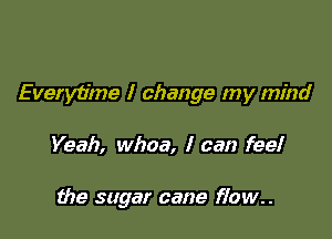 Everytime I change my mind

Yeah, whoa, I can fee!

the sugar cane flow..
