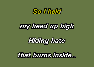 So I held

my head up high

Hiding hate

that burns inside..