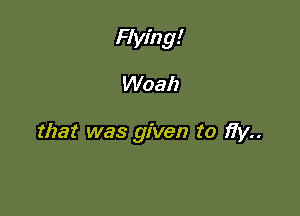 Flying!

Woah

that was given to fly