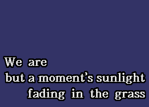 We are
but a momenfs sunlight
fading in the grass