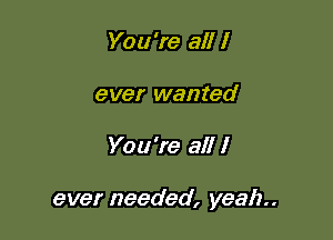 You're all I
ever wanted

You're all I

ever needed, yeah