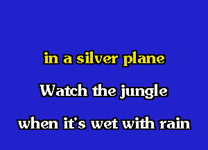 in a silver plane
Watch the jungle

when it's wet with rain