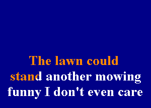 The lawn could
stand another mowing
funny I don't even care