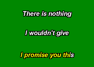 There is nothing

I wouldn't give

I promise you this