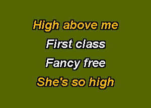 High above me
First class
Fancy free

She's so high