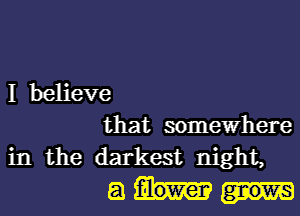 I believe
that somewhere

in the darkest night,
a