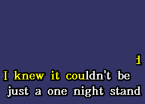 i
I knew it couldn,t be
just a one night stand