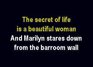 The secret of life
is a beautiful woman

And Marilyn stares down
from the barroom wall