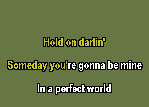 Hold on darlin'

Someday you're gonna be mine

In a perfect world