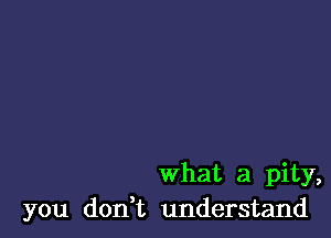 what a pity,
you don t understand