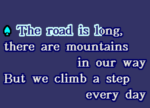QWMEang,

there are mountains

in our way
But we climb a step
every day