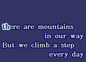 fillere are mountains

in our way

But we climb a step
every day