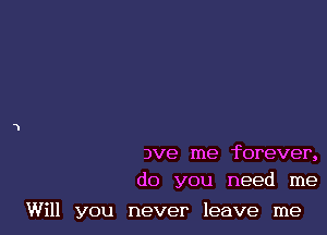 )ve me forever,
do you need me

Will you never leave me