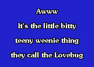 Awww
It's the litde bitty

teeny weenie thing

they call the Lovebug