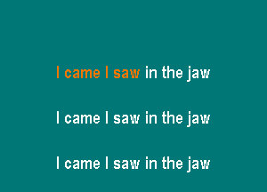 I came I saw in the jaw

I came I saw in the jaw

I came I saw in the jaw