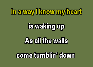 In a way I know my heart

is waking up
As all the walls

come tumblin' down