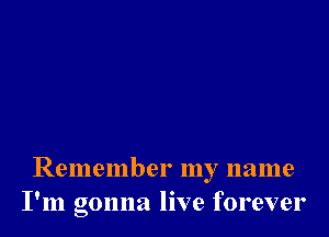Remember my name
I'm gonna live forever