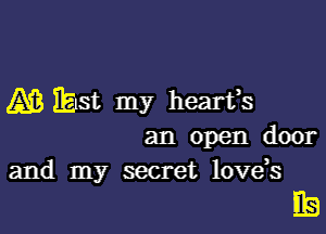 AB ibst my hearfs

an open door
and my secret love,s

Eb