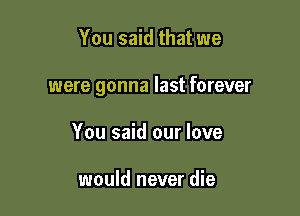 You said that we

were gonna last forever

You said our love

would never die