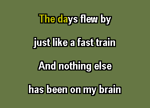 The days flew by
just like a fast train

And nothing else

has been on my brain