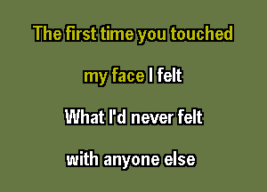 The First time you touched
my face I felt

What I'd never felt

with anyone else