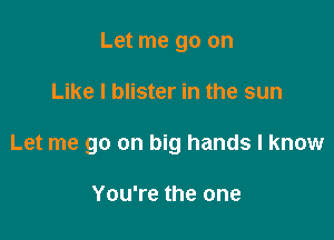 Let me go on

Like I blister in the sun

Let me go on big hands I know

You're the one