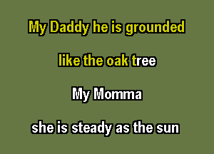 My Daddy he is grounded

like the oak tree
My Momma

she is steady as the sun