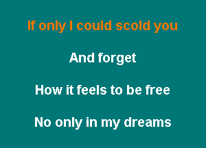 If only I could scold you
And forget

How it feels to be free

No only in my dreams