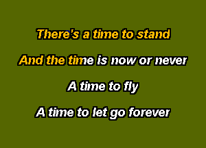 There's a time to stand
And the time is now or never

A time to fly

A time to let go forever