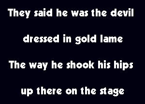 They said he was the devil
dressed in gold lame
The way he shook his hips

up there on the stage
