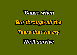 'Cause when

But through a the

Tears that we cry

We 'I! survive