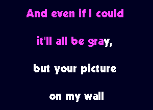 And even ifl could

it'll all be gray,

but your picture

on my wall