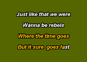 Just like that we were

Wanna be rebeis

Where the time goes

But it sure goes fast