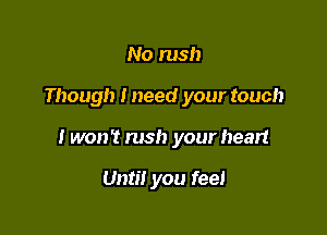No rush

Though Ineed your touch

I won't rush your hear!

Until you feel