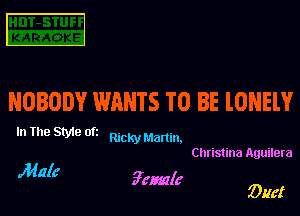 III

In The Style at RlckyMartin.
Christina Aguilera
Male

3
(52016 0115!