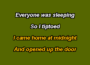 Everyone was sleeping

So I tiptoed

Icame home at midnight

And opened up the door