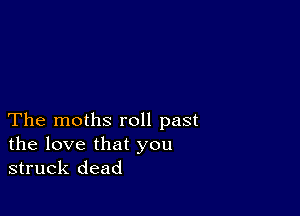 The moths roll past
the love that you
struck dead